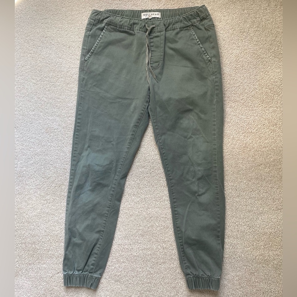 Green Denim Style Jogger Pants